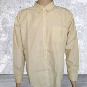 L.L.Bean Button-Up Shirt Men XL Yellow Solid Dress Oxford Business Casual